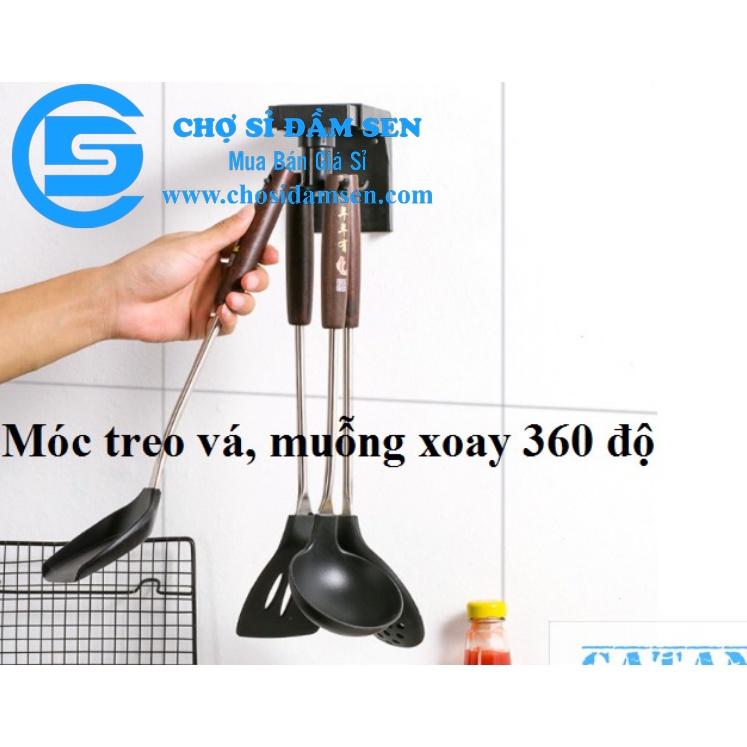 Móc treo, giá treo vá muỗng dán tường xoay 360 độ nhà bếp siêu tiện lợi G180-Moctreova-Bac
