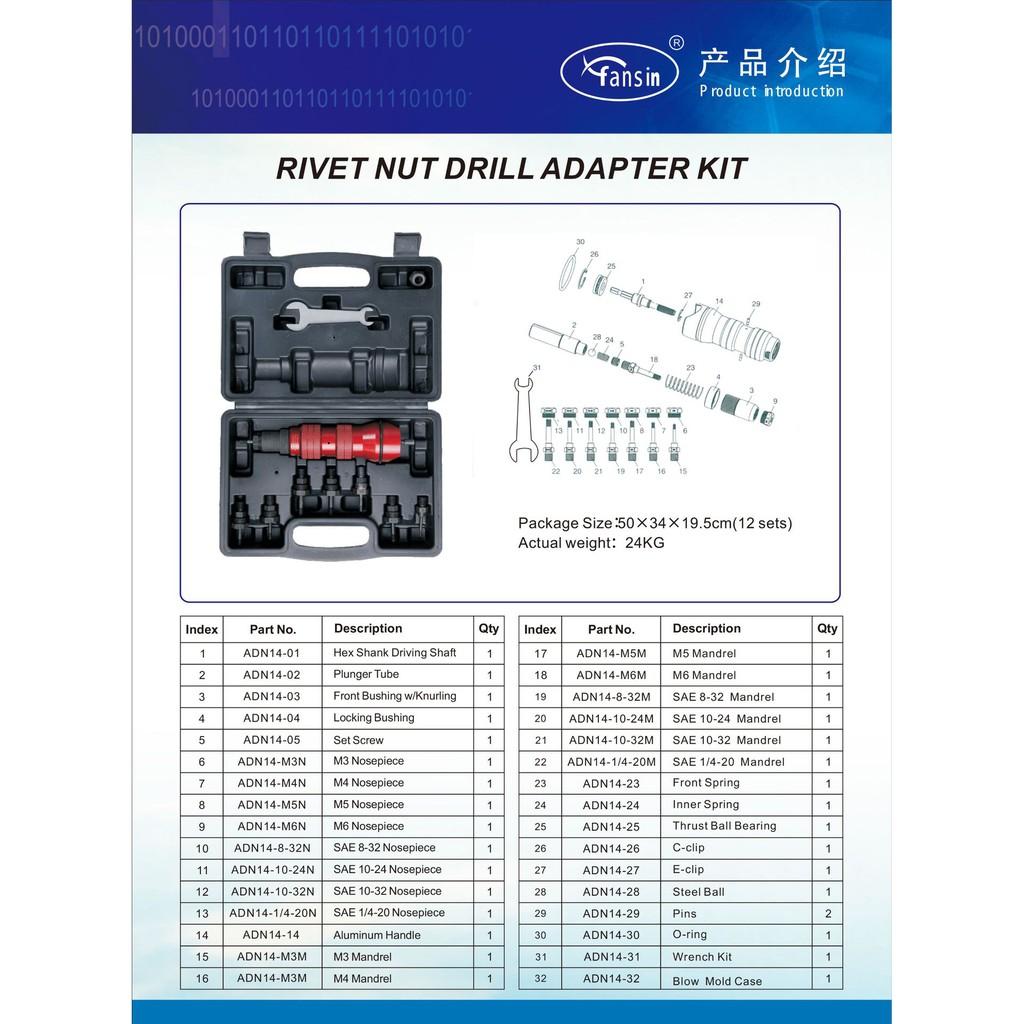 Đầu kít rút ốc tán, đai ốc, ecu lắp máy vặn bulong,khoan pin