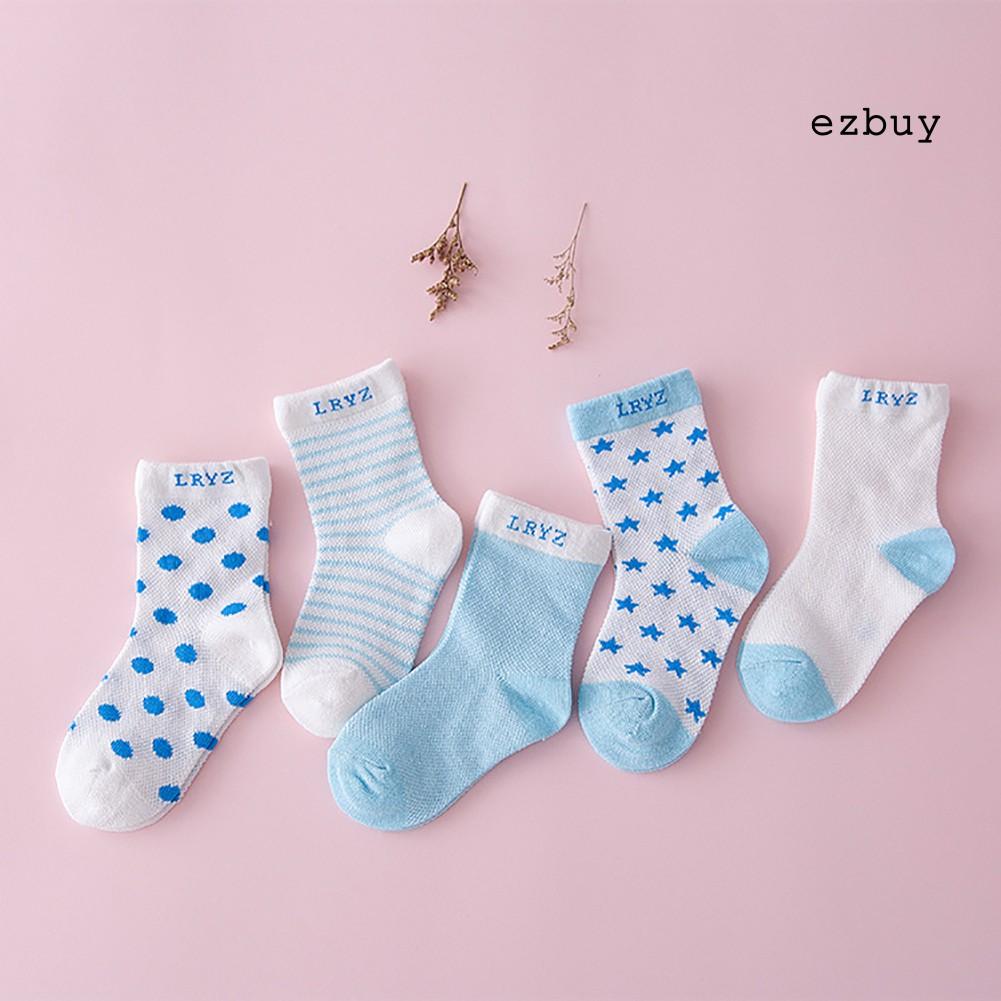 Set 5 Đôi Vớ Cotton Thoáng Khí Dễ Thương Cho Bé