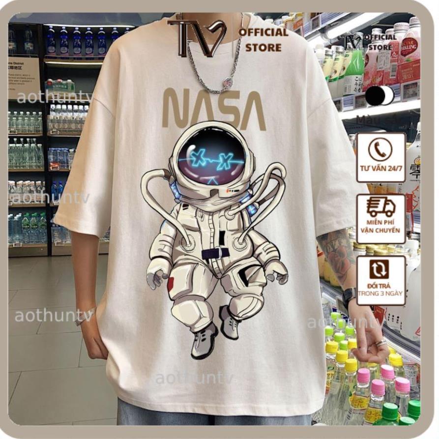 Áo thun nam nữ TVSTORED RABBIT NASA, Áo Phông Nam Nữ Form Rộng, cotton mát màu trắng,đen D105