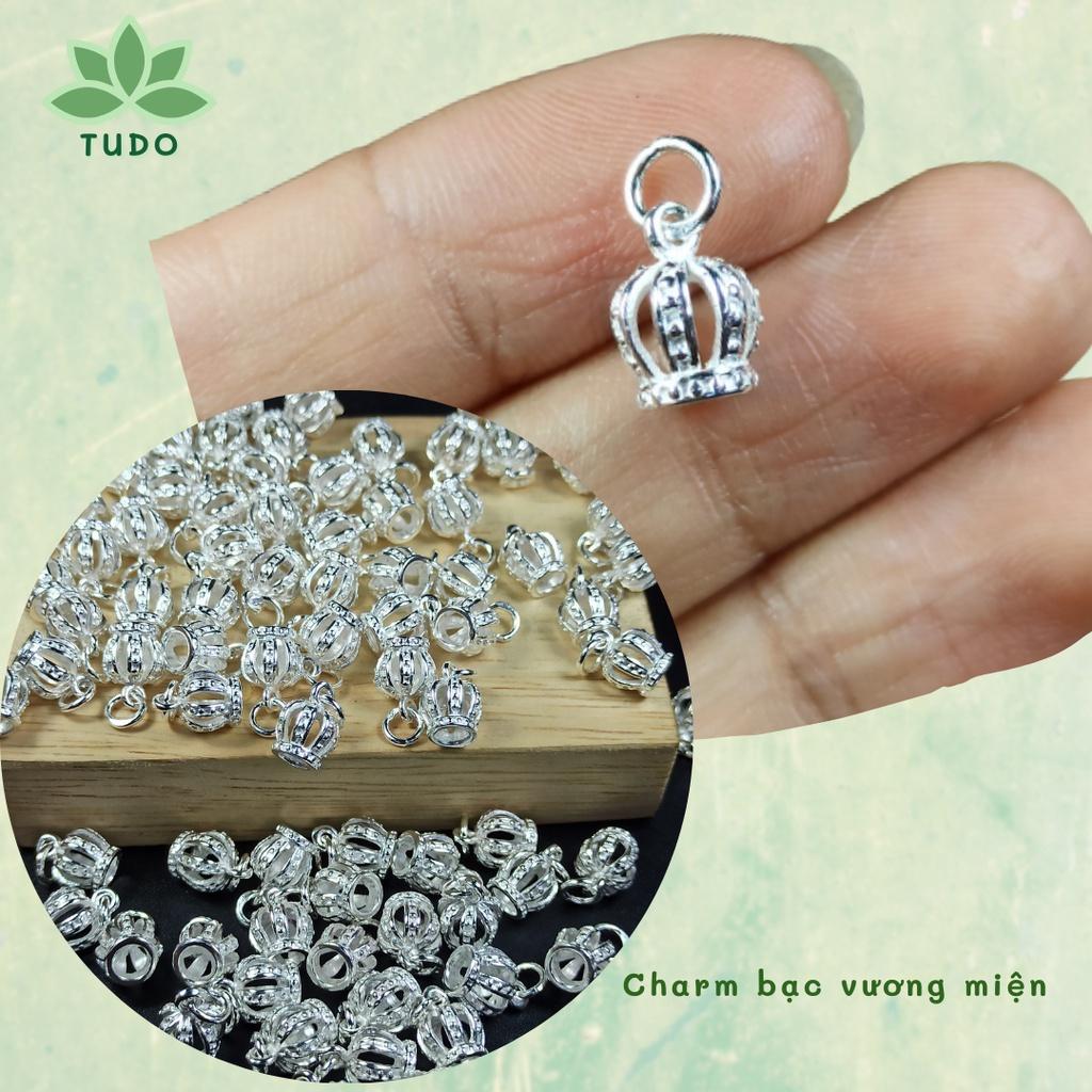Charm treo bạc 925 mix vòng đá phong thủy DY vương miện, ngôi sao, hoa sen, bông tuyết