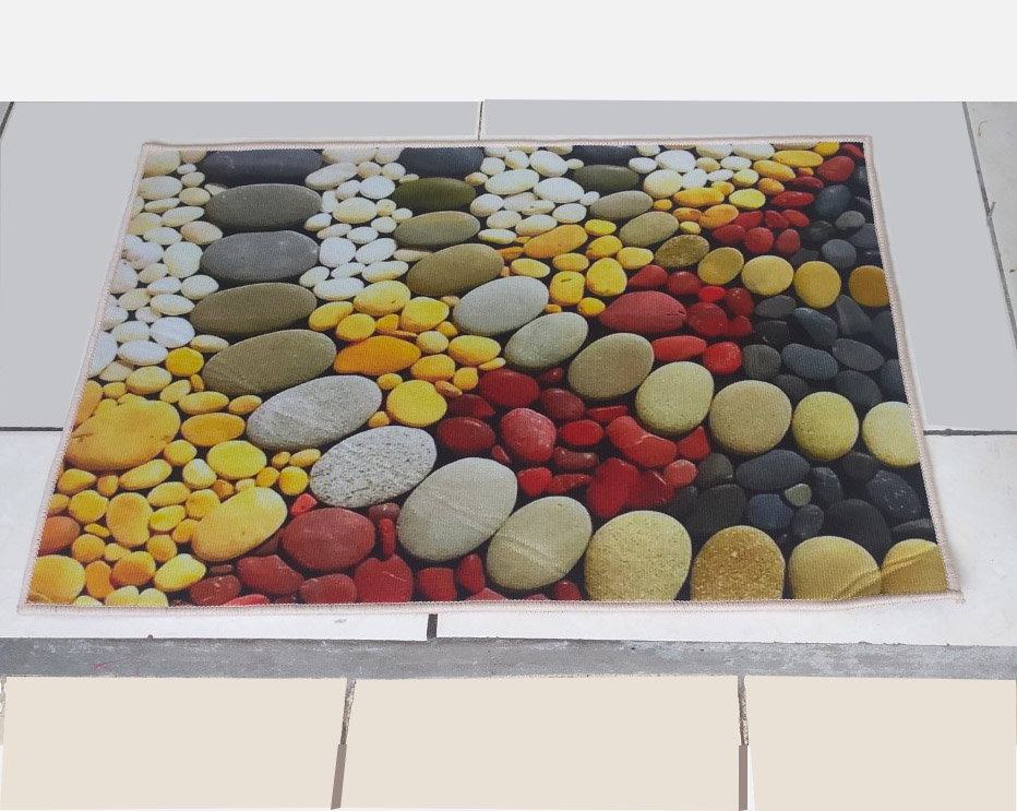 Combo 2 thảm chùi chân trong nhà mặt nỉ hoa văn, Kích thước: 60cm x 40cm dày 0.5cm