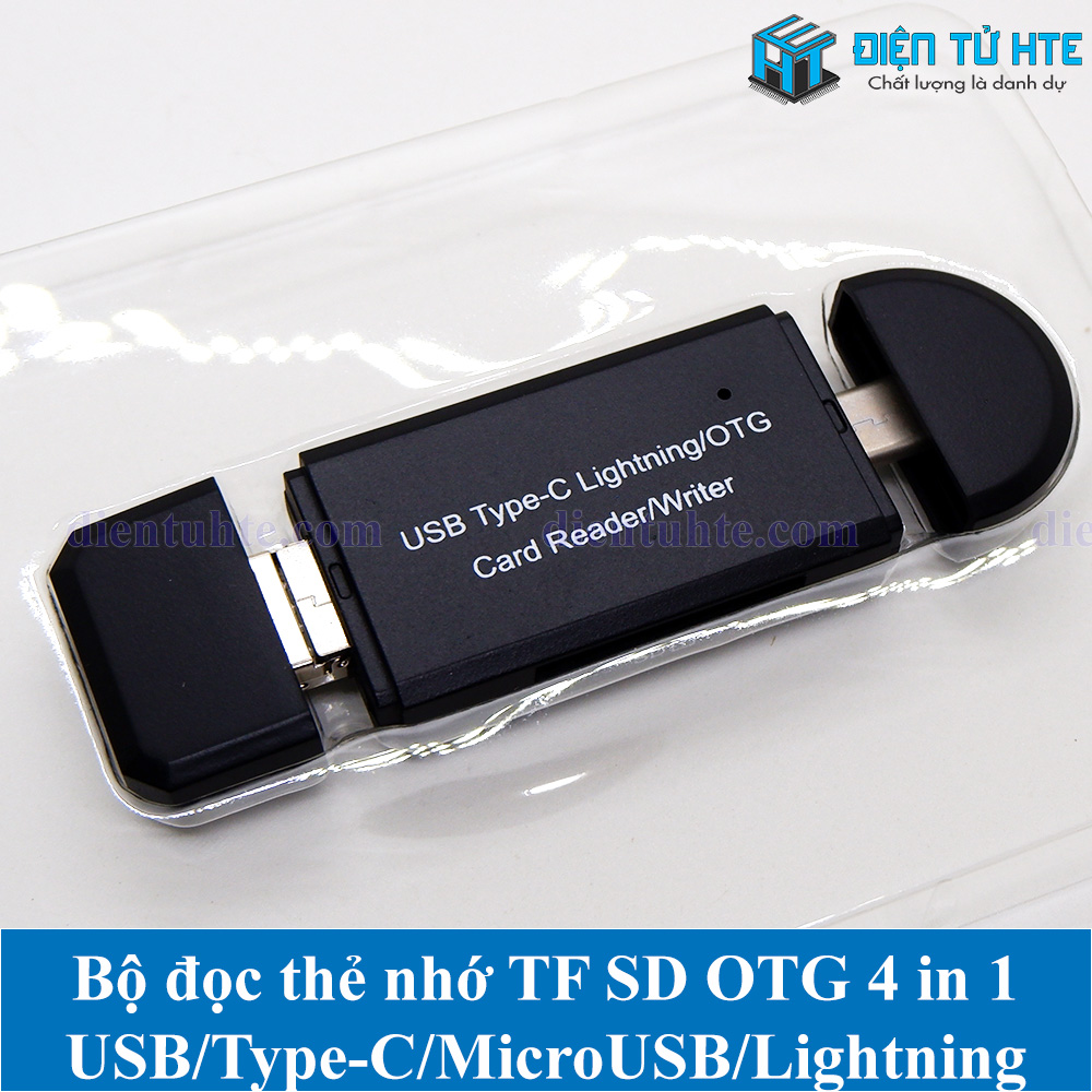 Bộ đọc thẻ nhớ TF SD OTG 4 in 1 USB/Type-C/MicroUSB/LN YC-350