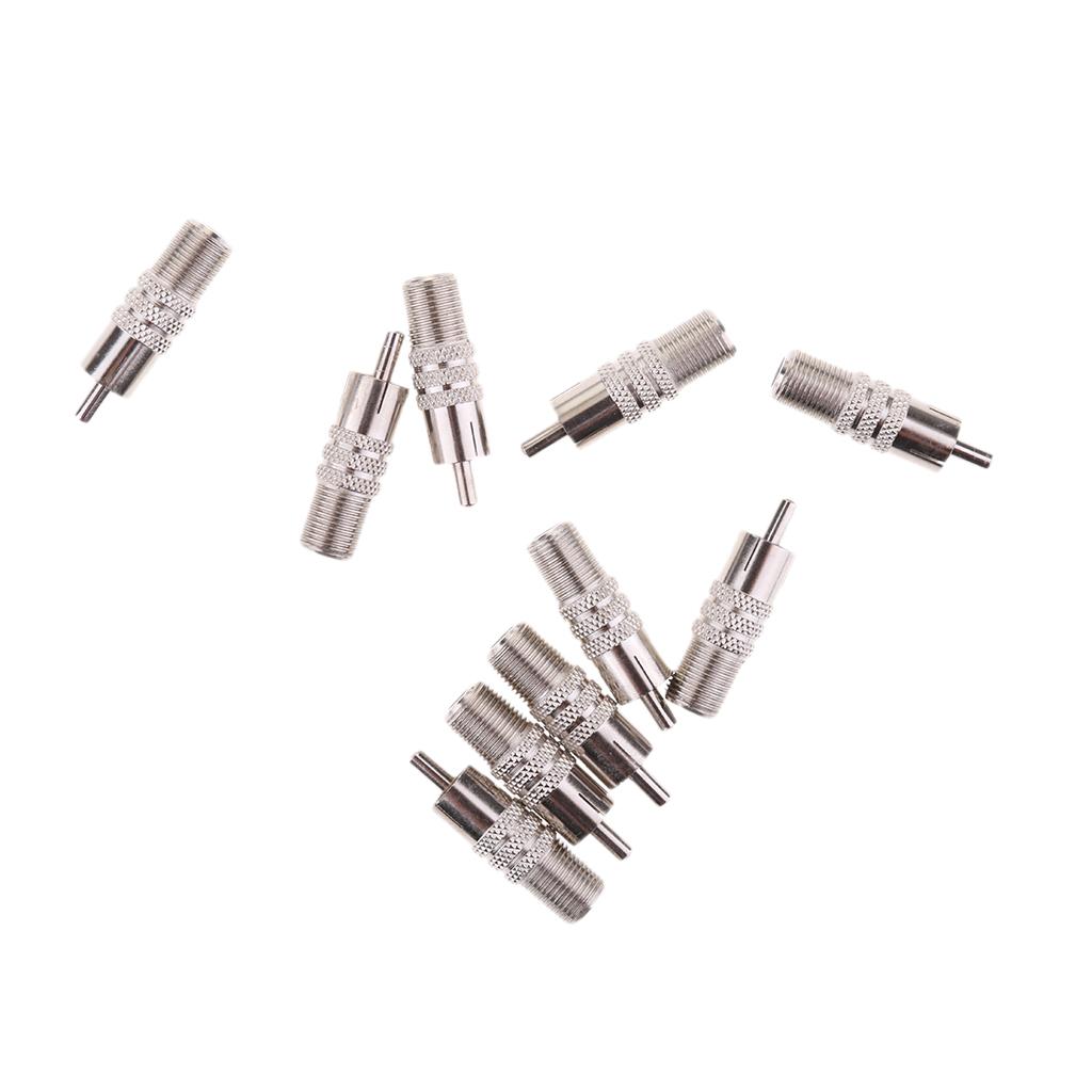 10x F Type Female to RCA Male Coax Coaxial Cable Audio Adapter Connector
