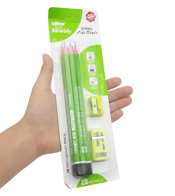 Bộ 6 Viết Chì 2B DOL-PSE172 - Màu Xanh Lá