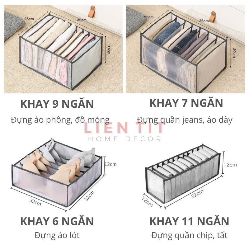 Hộp đựng đồ lót quần áo chia ngăn, khay vải lưới sắp xếp tủ quần áo gọn gàng