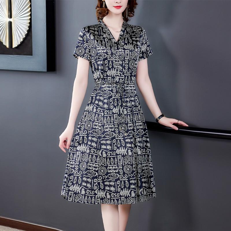 ( HÀNG SẴN) Váy Đầm Công Sở Trung Niên Thắt Eo Đẹp VH50 - Hàng Quảng Châu Cao Cấp