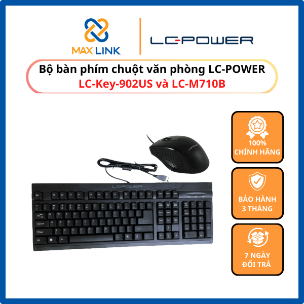 Bộ bàn phím chuột văn phòng LC-POWER LC-Key-902US và LC-M710B Hàng chính hãng