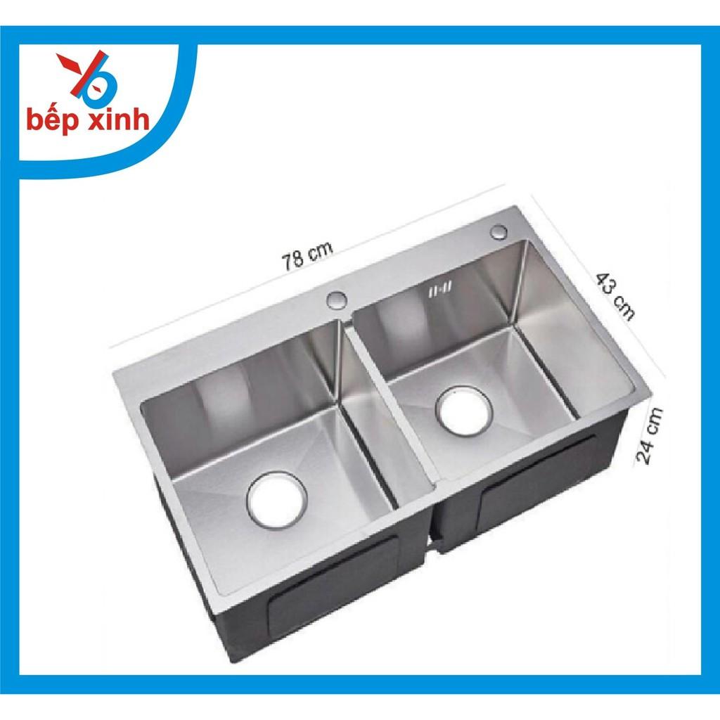 Chậu rửa chén, chậu rửa bát KOREA SU304, Kích thước 78*43 cm , siêu dày, chống ồn, chống bắn nước
