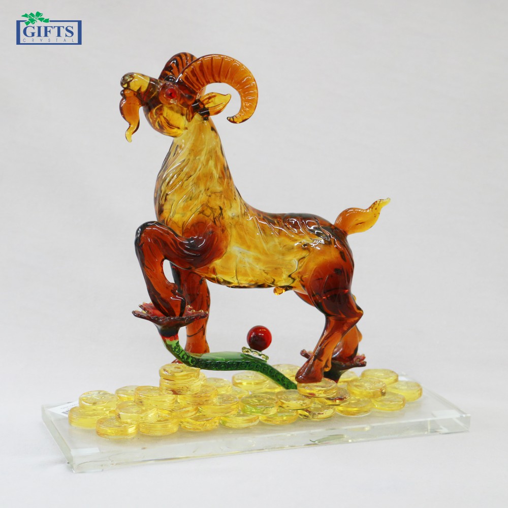 Tượng dê đồng tiền - màu trà