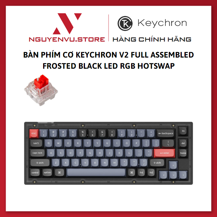 Bàn Phím cơ Keychron V2 RGB Hotswap Custom QMK (No Knob) - Hàng Chính Hãng