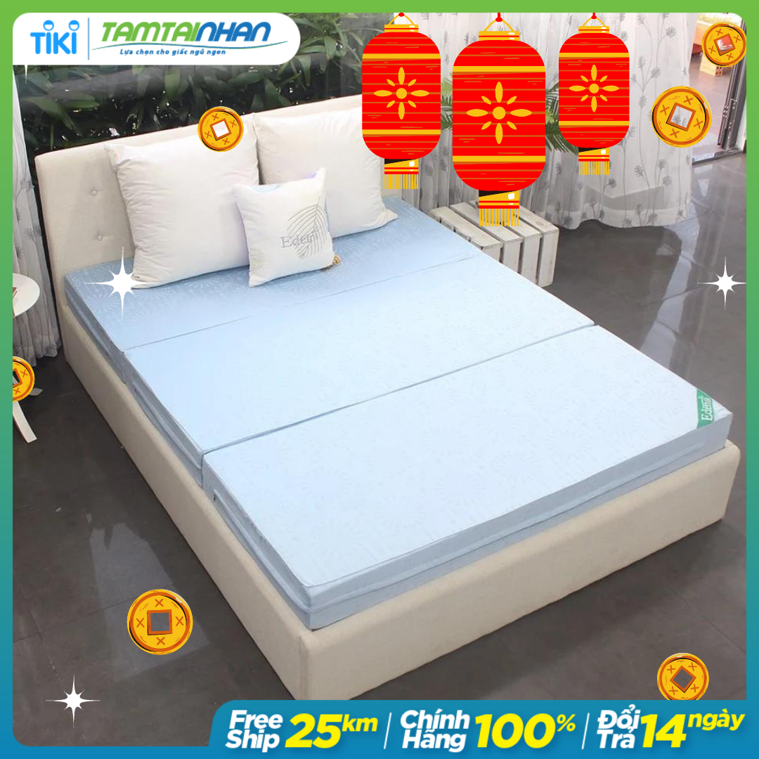 Nệm Bông Ép Gấp 3 Edena Cao Cấp-Độ cứng cao -Bảo hành 5 năm