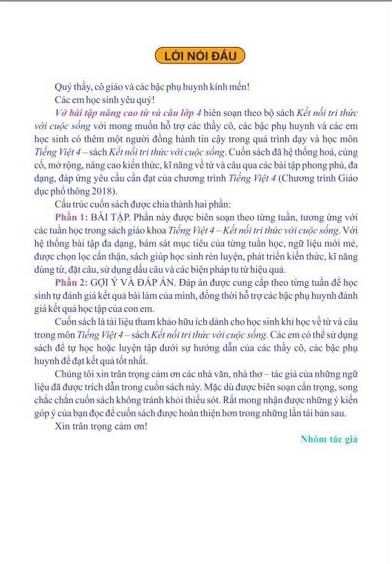 Vở Bài Tập Nâng Cao Từ Và Câu 4 (Kết Nối)