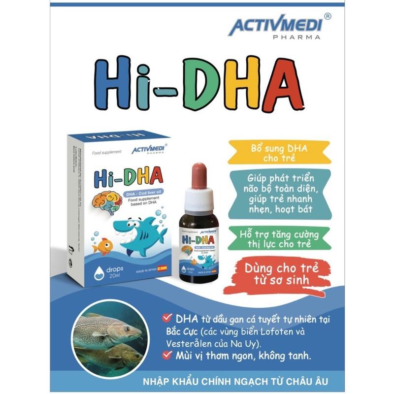 [ CHÍNH HÃNG ] Hi DHA - Bổ Sung DHA Tinh Khiết Từ Dầu Gan Cá Tuyết Tự Nhiên (20ml)