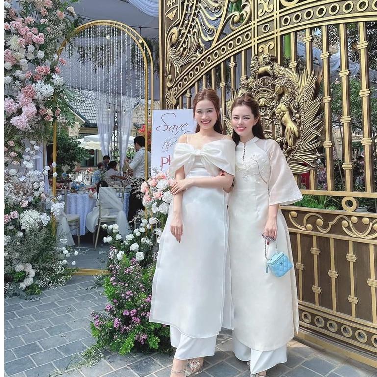 Áo Dài Cách Tân Ngọc Nữ Đính Kết Chim Đào Trước Ngực Cho Các Nàng Diện Cưới...