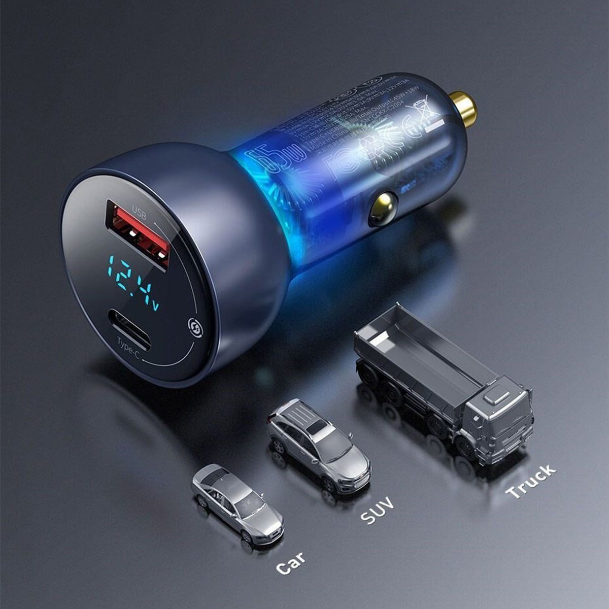 Tẩu Sạc Nhanh ôtô 2 cổng 65W . Củ Sạc Nhanh Xe Hơi Quick Charge 3.0 2 cổng usb và Type c CCKX-C0A - Hàng Chính Hãng