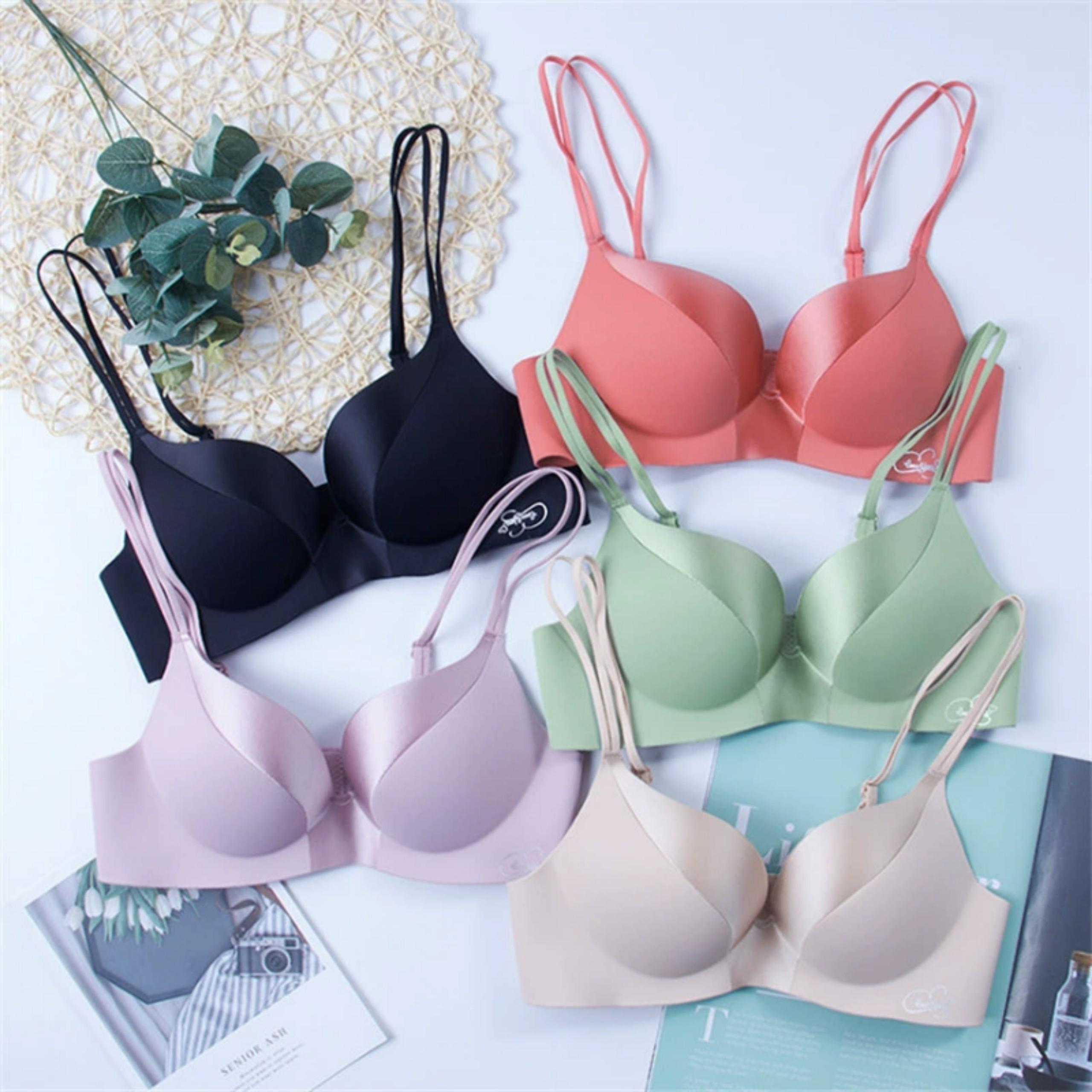 Áo lót su phối lụa push up caocấp, Không gọng, có đệm nâng ngực, áo ngực nữ sang trọng và quyếnrũ Bra Top - Đỏ