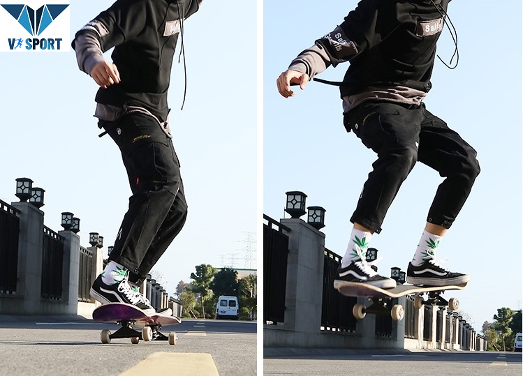 Ván Trượt Skateboard Mẫu Chuẩn Phù Hợp Cho Thanh Thiếu Niên - Ván Trượt Mặt Nhám Đen Chống Trơn Trượt, Ván Trượt Gỗ 80cm x 20cm