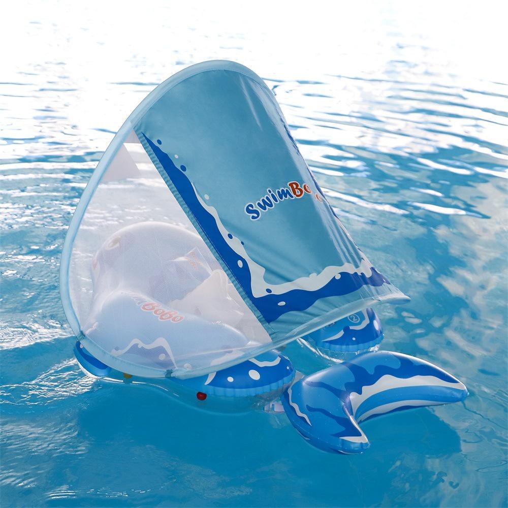 Phao Bơi Cá Mập Cho Bé Chống Lật Có Mái Che Từ 0-6 Tuổi SwimBoBo Xanh Dương - Có Mái Che
