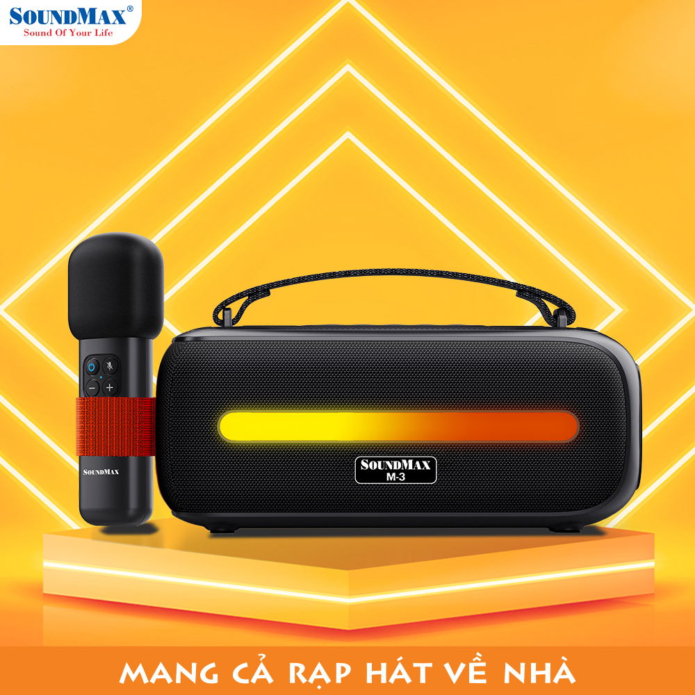 SoundMax Loa Di Động Bluetooth Xách Tay M-3 Tặng Kèm Micro Không Dây | Loa Trợ Giảng | Loa Karaoke | Bluetooth Portable Speaker SoundMax M3 with Wirless Microphone - Hàng Chính Hãng