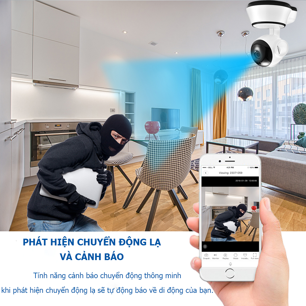 Camera giám sát v380 Pro FullHD 1080P Xoay 360 độ kết nối wifi xem từ xa qua điện thoại - CCTV hồng ngoại ban đêm - cảnh báo chuyển động  - Đàm thoại hai chiều - Xem lại - Cài đặt đơn giản.