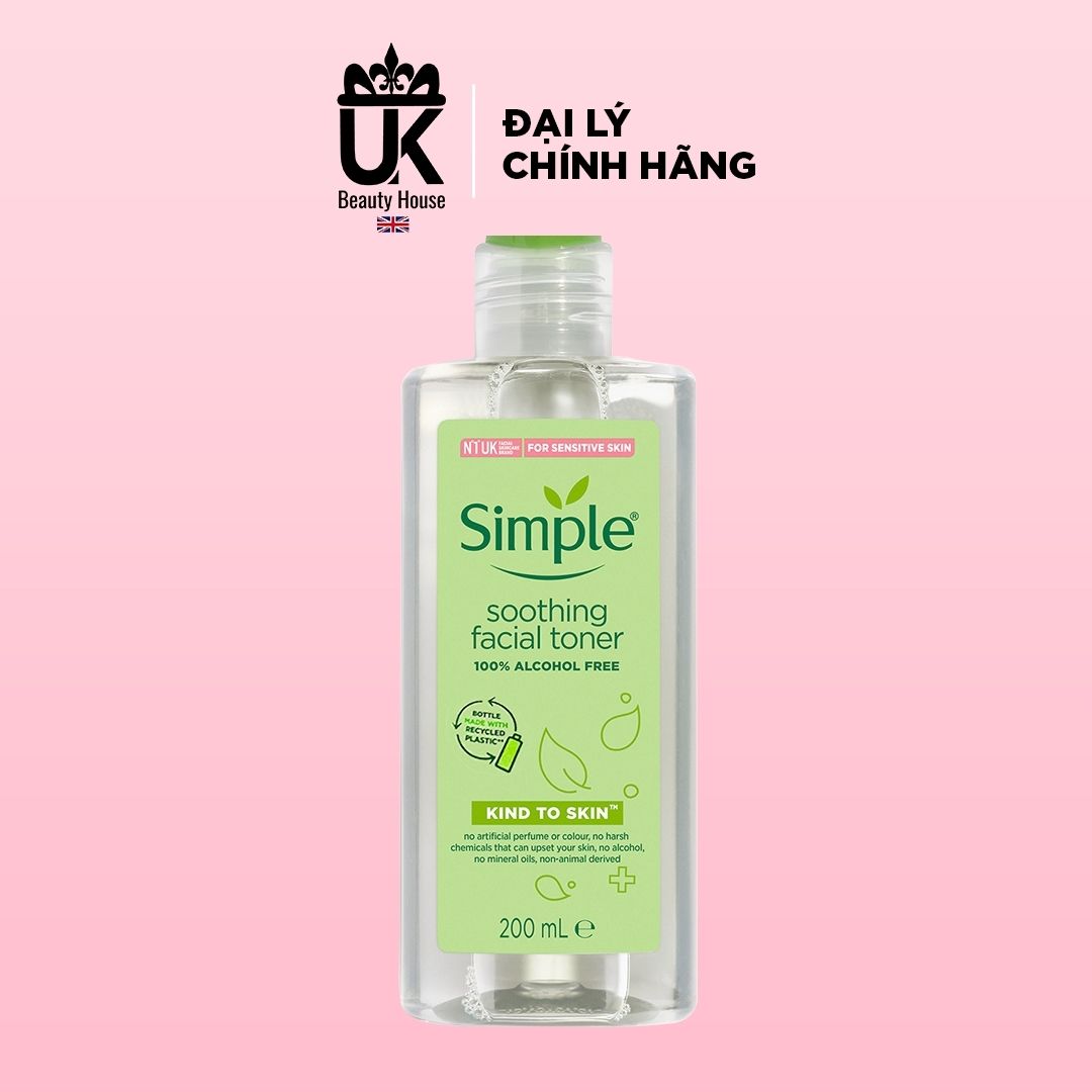 Nước Hoa Hồng Soothing Facial Toner Simple cân bằng ẩm cho da 200ml