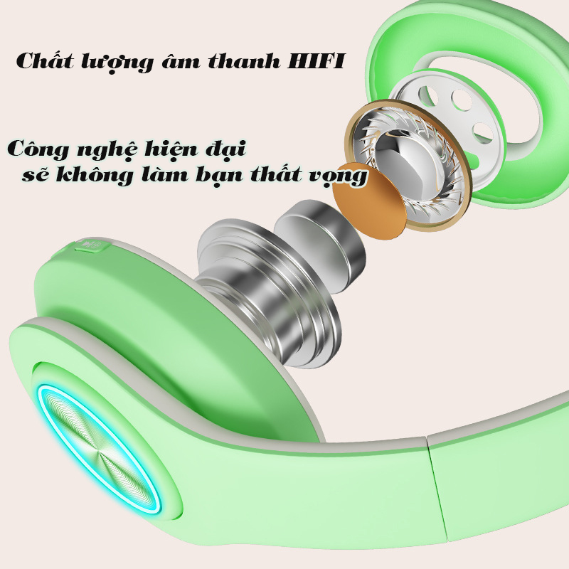 Tai nghe bluetooth chụp tai  Có micro đàm thoại và chơi game. Headphone có đèn led viền sang trọng hiện đại, Âm thanh rất hay