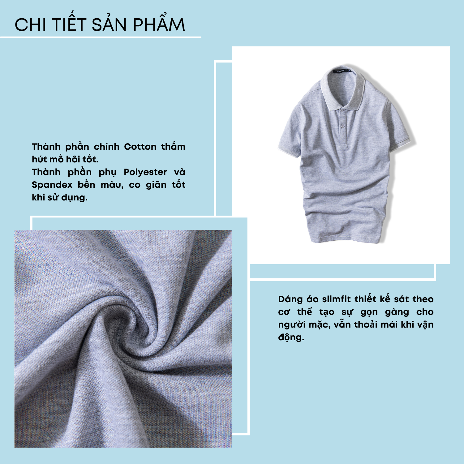 Áo polo nam ADINO màu ghi phối viền vải cotton co giãn dáng slimfit trẻ trung AP72