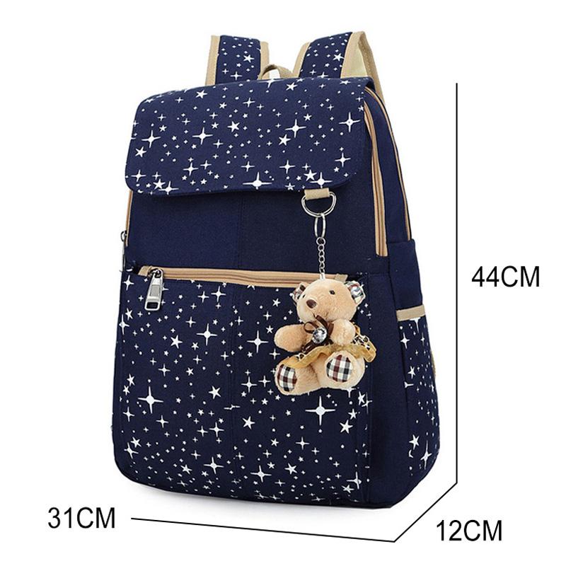 3 Trẻ Em Học Túi Dành Cho Thanh Thiếu Niên Bé Gái Bagpack Canvas Học Lưng Kawaii Trẻ Em Túi Du Lịch Schoolbag Giá Treo Phích Cắm Mochila