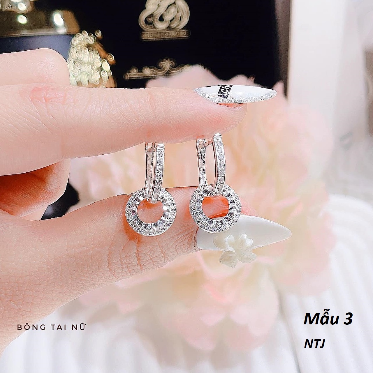 Bông tai bạc khoá bập thời trang chất liệu bạc s925 MS067b