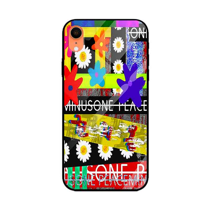 Ốp lưng kính cường lực cho iPhone Xr Nền Họa Tiết Hoa Cúc Zigzag - Hàng Chính Hãng