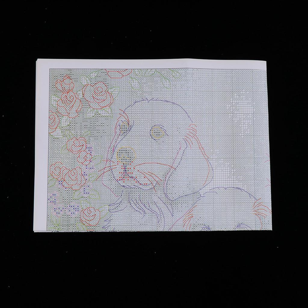 Cute Dog Pattern Stamped & Counted Cross Stitch Kits for Woman Beginners DIY
