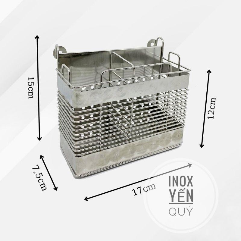 INOX304 Ống đũa vuông 2 ngăn inox cao cấp - Giỏ đựng muỗng đũa vuông 2 ngăn inox 304 cao cấp