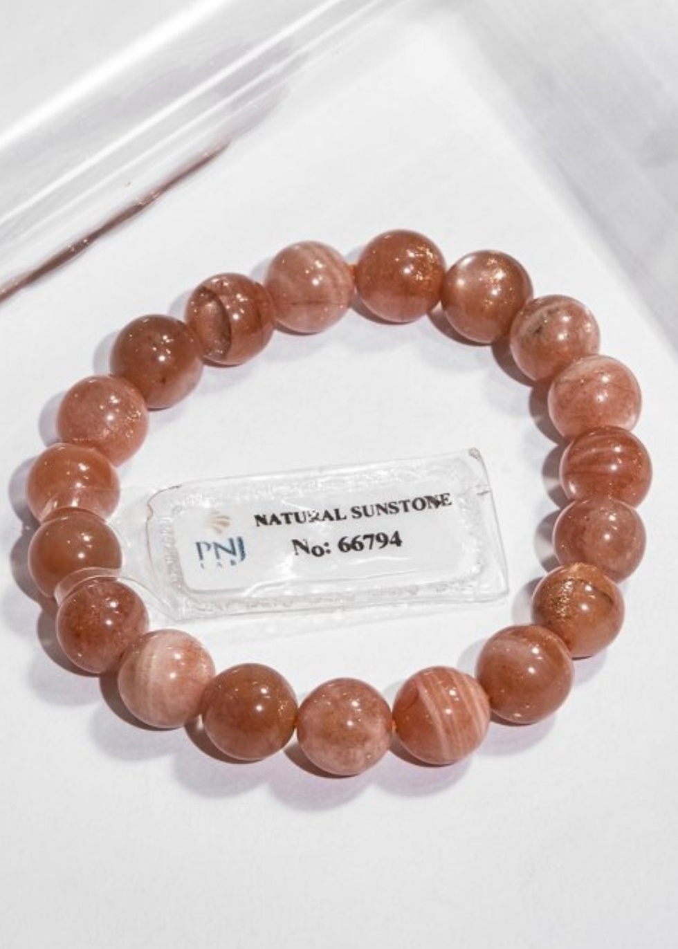 Gembank Vòng Tay Đá Mặt Trời Sunstone 9MM Kèm Giấy Kiểm Định