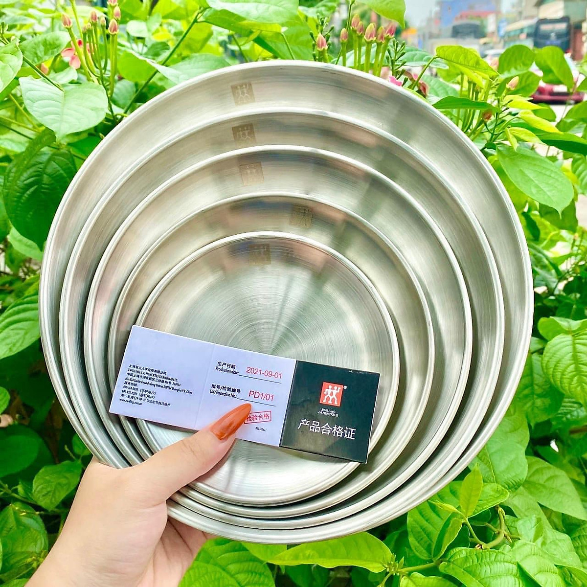 Đĩa inox 304 TINOX đĩa tròn khay inox hàn quốc chuyên dụng đựng thức ăn bánh khó phai màu DI013