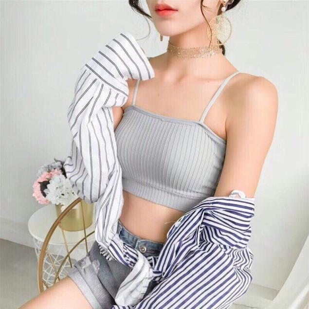 Áo Bra Quây 2 Dây Cotton Thun Tăm Cho Bạn Gái 4 Màu MS 809