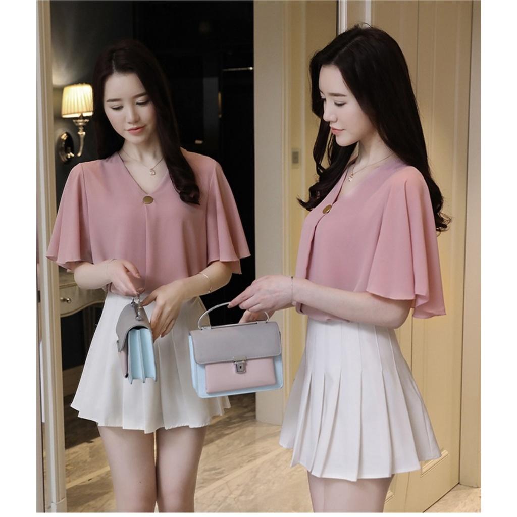Áo Kiểu Cindy Tay Loe Công Sở Xinh Đẹp ÁO KIỂU NỮ CÔNG SỞ