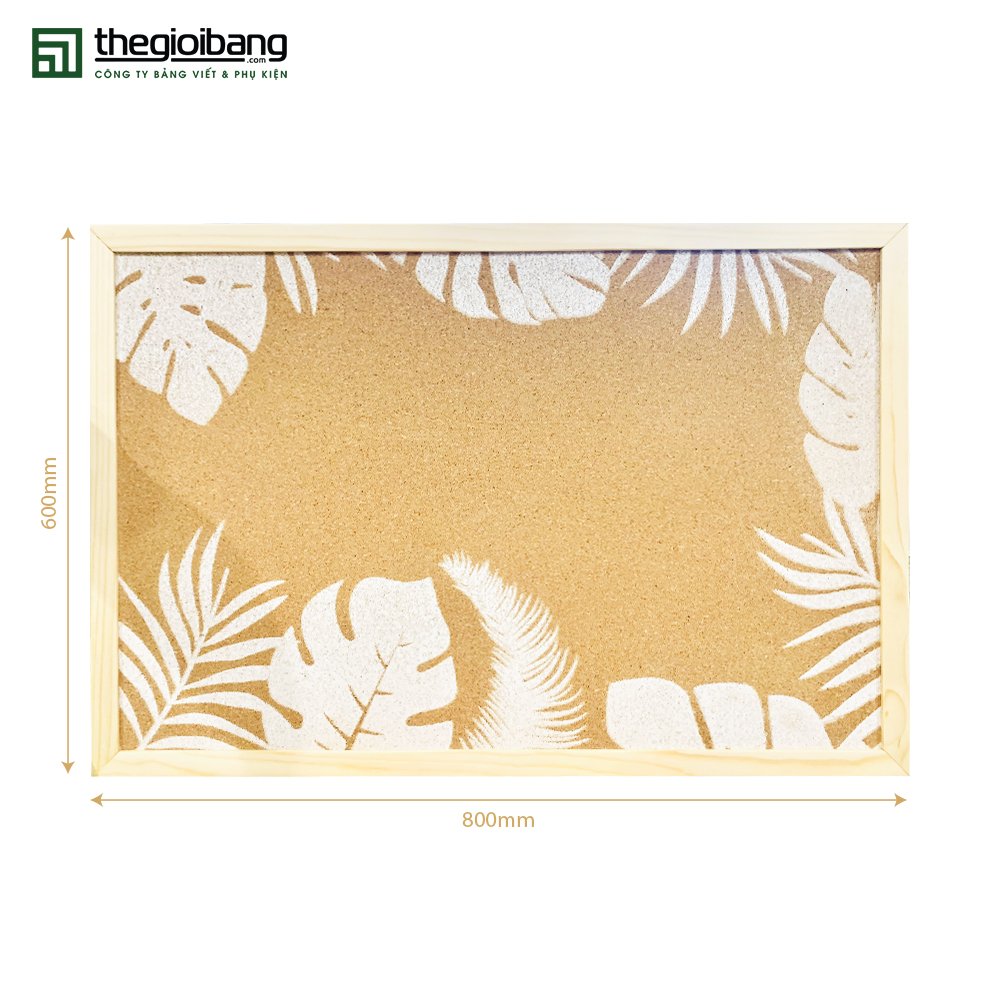 Bảng Ghim Tropical - Bảng Ghim Lie Khung Gỗ In Họa Tiết - Kích Thước 40x60cm, 60x80cm