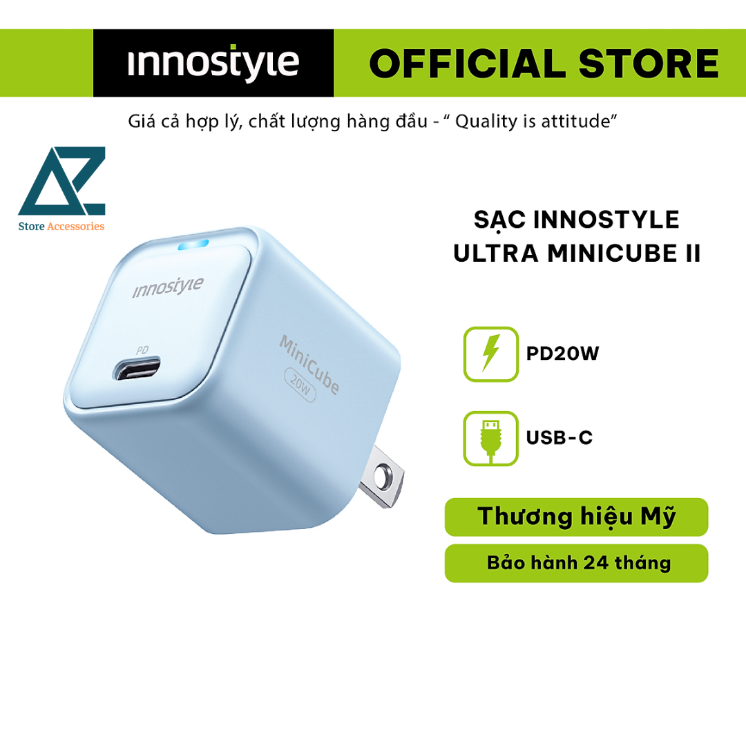 Củ sạc nhanh Innostyle Ultra Minicube II IMC20G2 - Công suất 20W, thiết kế siêu nhỏ_ Hàng chính hãng