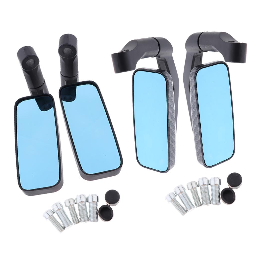 2 Colors Blue Glass Side Mirrors Rear view Mirrors for Motorcycle with 8mm 10mm Thread Bolts, Left & Right