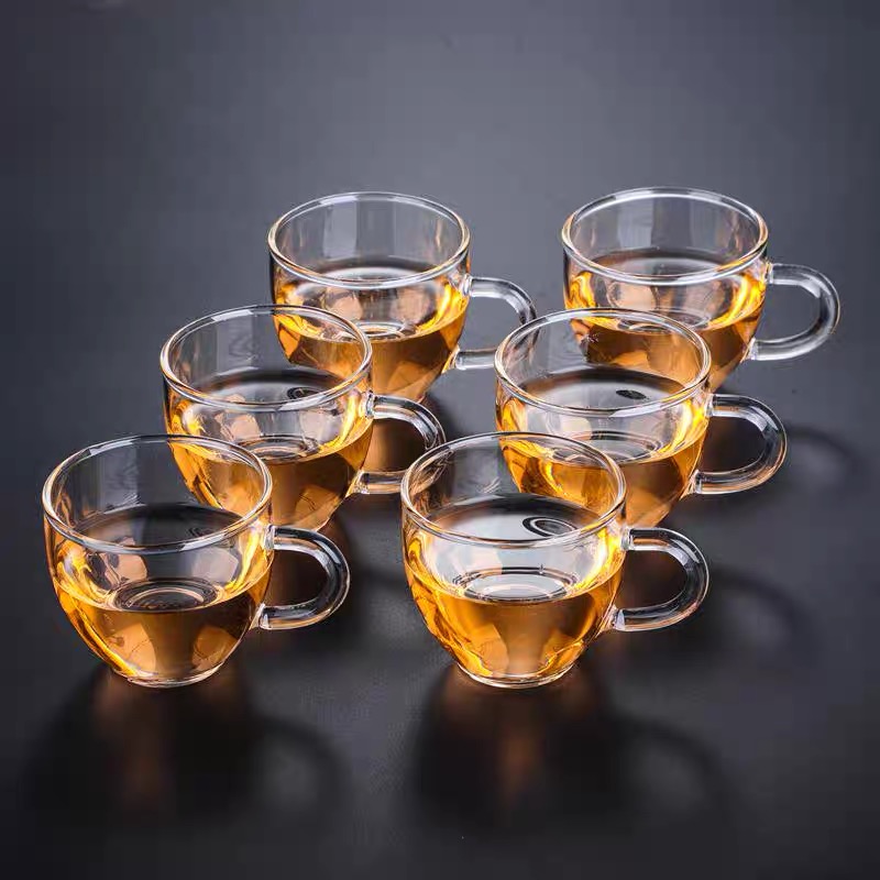 Bộ 6 ly thuỷ tinh uống trà kèm 6 tách lót ly cao cấp