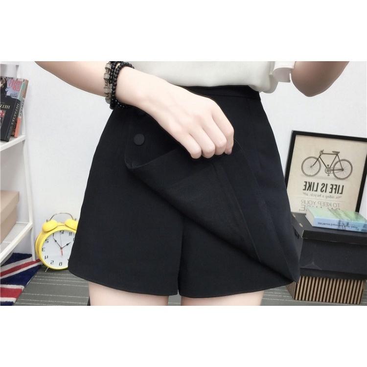 Quần Short Đen Giả Váy Nữ Hàn Quốc Khuy Lệch Chất Tuyết Mưa Siêu Xinh