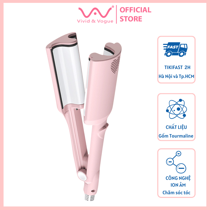 Máy dập tóc sóng nước Vivid&Vogue VAV038, máy dập xoăn sóng nước hippie size 7mm-Hàng Chính Hãng