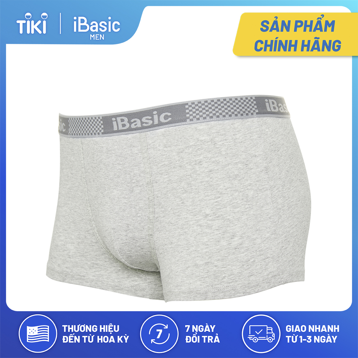 Quần Lót Nam Đùi Ngắn Cotton Ibasic Panm078 - Xám Melange - M