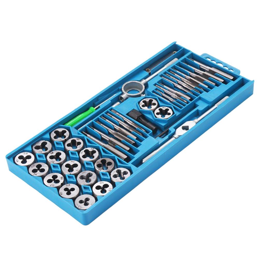 40 Piece Tap and Die Set Bearing Steel Sae and Metric Tools with Carry Case