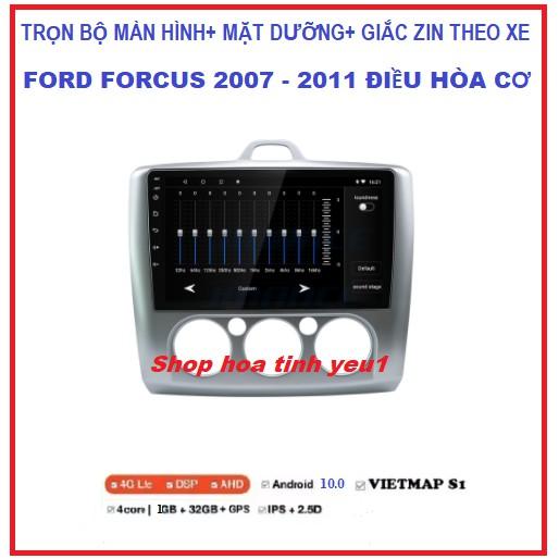 Màn hình ô tô dvd android 9 inch theo xe ford forcus điều hòa cơ 2007 – 2011 kèm mặt dưỡng TẶNG PM VIETMAP S1