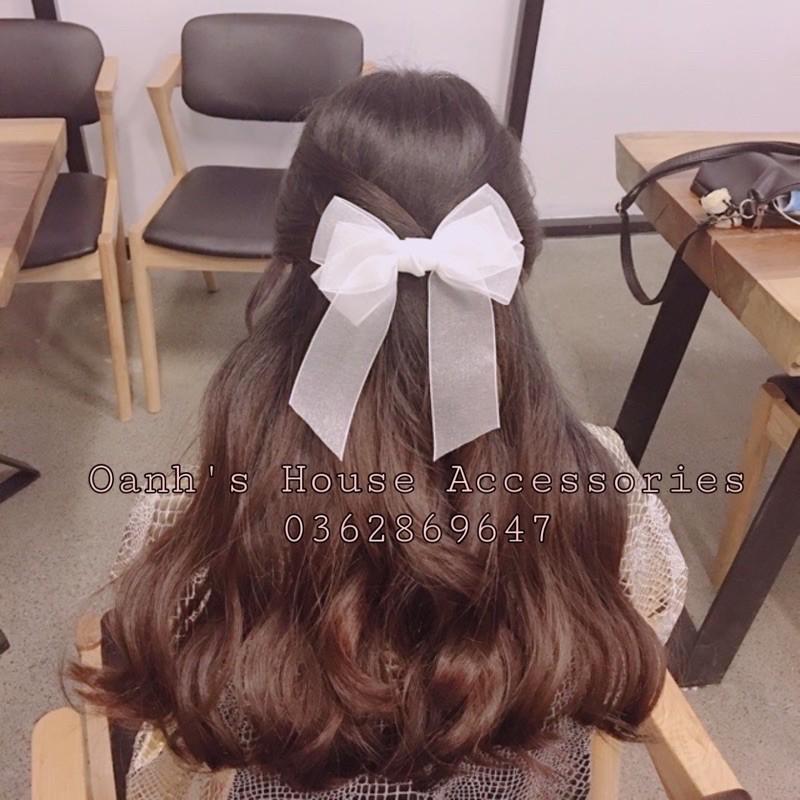 Kẹp nơ voan nhũ cao cấp