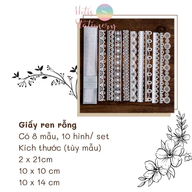 Set giấy ren rỗng vintage trang trí sổ - 10 hình