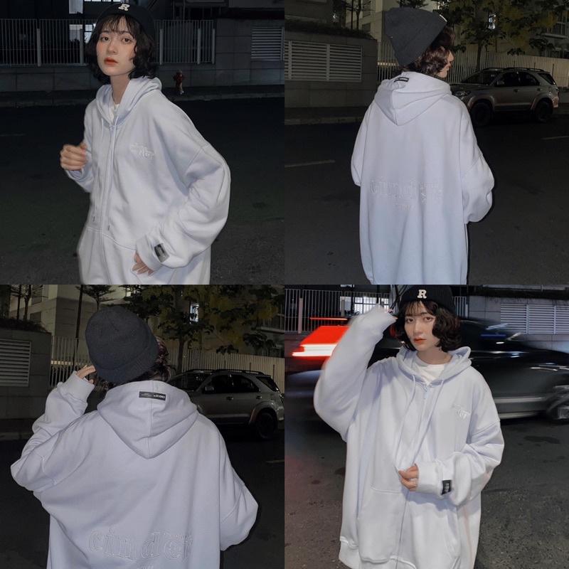 Áo Hoodie Zip Nam Nữ CINDER Màu XÁM, Áo Hoodie Khoác Nỉ Bông Form Rộng Local Brand Unisex Đẹp.