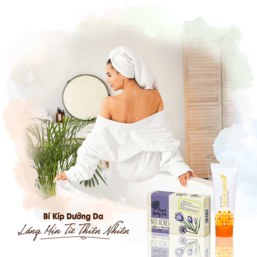 Bộ đôi Xà phòng Saffron Neo Acnes & Gel Nghệ NeoCurma - Giảm mụn mờ thâm vùng lưng, cơ thê